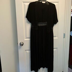 Lavender field black full length beach coverup in size large